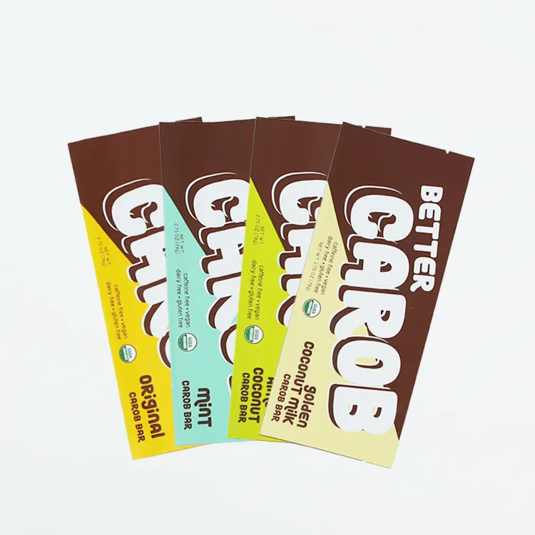 Empaquetado personalizado de barra de chocolate de setas con envoltorios reutilizables de plástico de calidad alimentaria y lámina de chocolate
