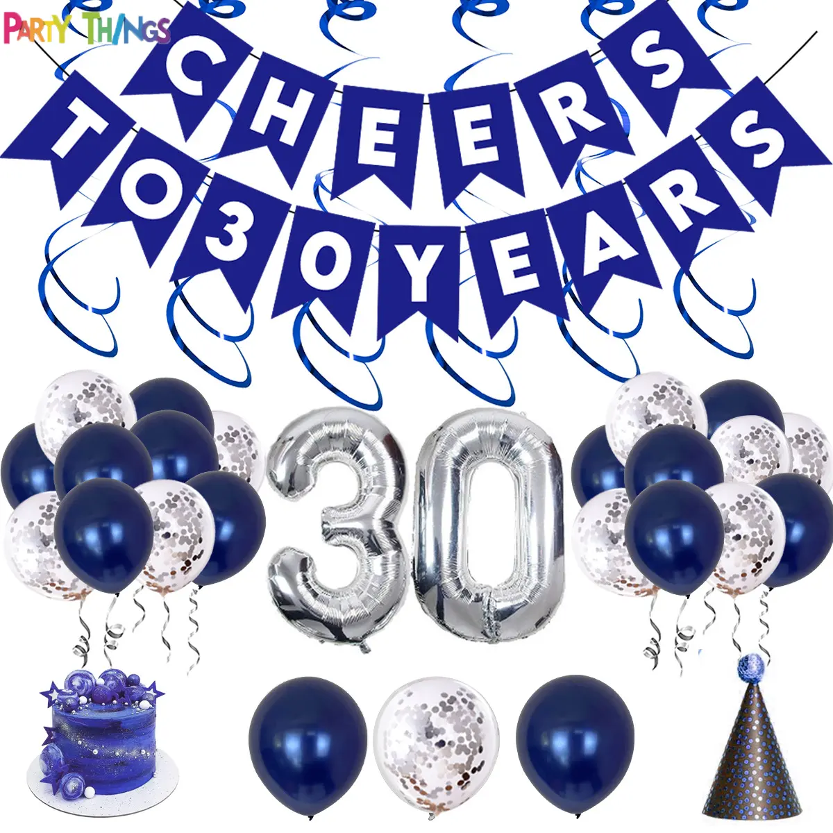 Happy Birthday Balloons cheers to 60/50/40/30 anni Set di palloncini per il giorno di compleanno in foglio di alluminio per la decorazione della festa