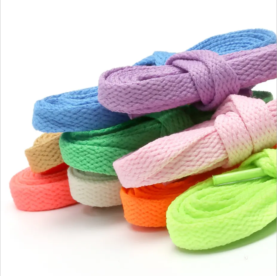 Lacets élastiques plats épais en polyester colorés personnalisés de 8mm pour lacets de chaussures de sport