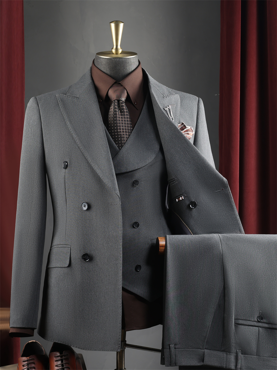8066 gris moyen (costume + gilet + pantalon)