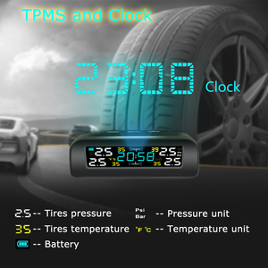 Monitor de presión de neumáticos inalámbrico TPMS universal, reloj de energía solar, pantalla LCD con 4 sensores externos - Product Image 2