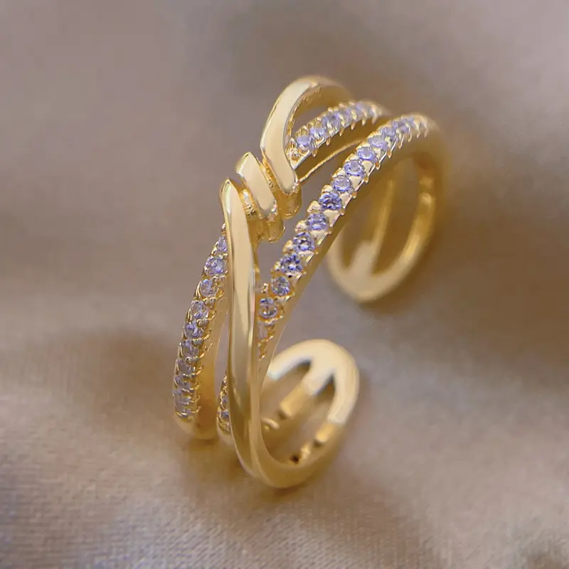 R-0565 Лидер продаж простое кольцо женский модный регулируемое кольцо из розового золота с Роскошные туфли-лодочки на платформе, из чистого золота кольца с бриллиантами