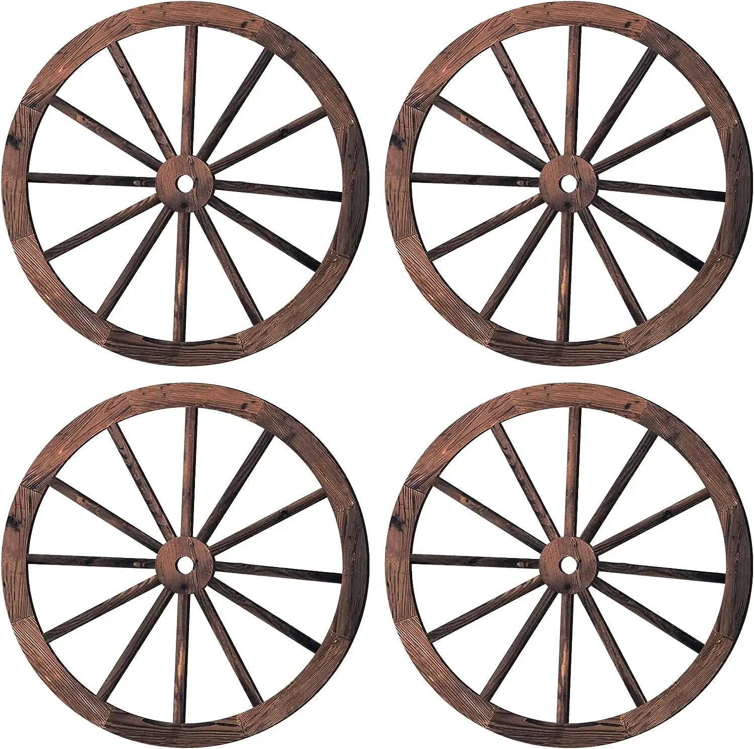 Wall Art Farmhouse Wagon Wheels Rustic Yard Decor 4 Pieces Wood Wagon Wheel Wall Decor 10 Inches Wooden Wagon Wheel for home