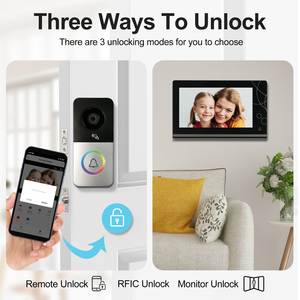 1080P WiFi/sistema de intercomunicación con cable con visión nocturna PIR grabación de vídeo desbloqueo remoto cámara de timbre inteligente para Villa - Product Image 3