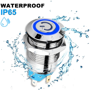 IP65 impermeabile 12mm interruttore a levetta a LED 12V-24V 3A alimentazione aperta SPST metallo interruttore a pulsante presa per cavo spina elettronica - Product Image 2