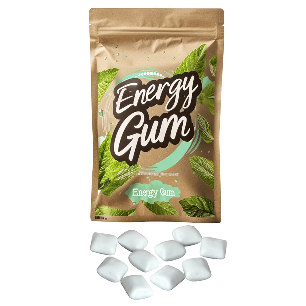 Hard Chewing Gum For Jawline Xylitol Sugar Free Chewing Gum with Strong Mint Halal Food Energy Caffeine Gum