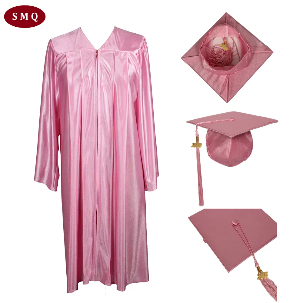 Bonnet et robe de graduation rose pour l'école personnalisés