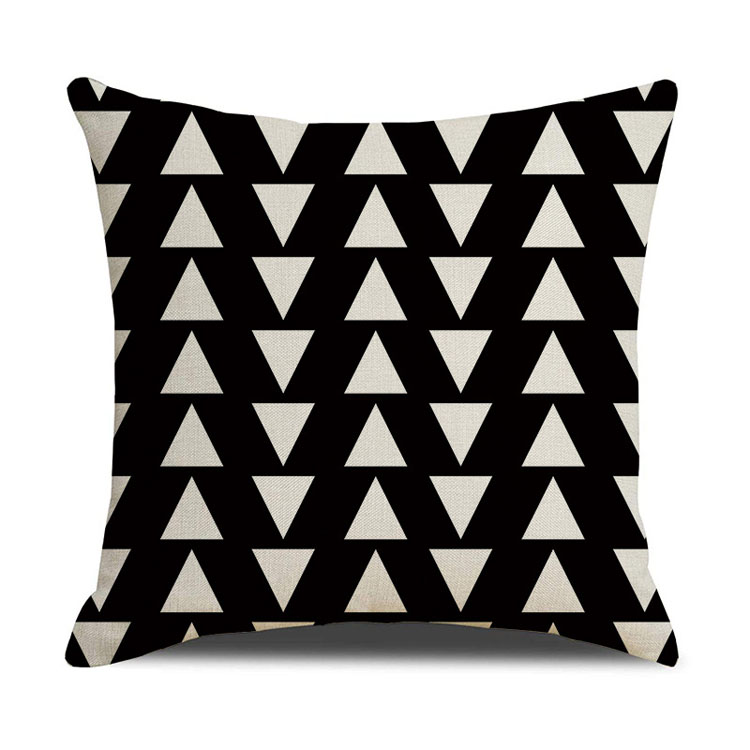 Popular Style Classic Geometric Custom Digital Print Pillowcase Linen Cushion Cover