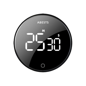 OEM grande Timer da cucina digitale rotondo nero Timer da cucina girevole conto alla rovescia magnetico con supporto in materiale plastico - Product Image 1