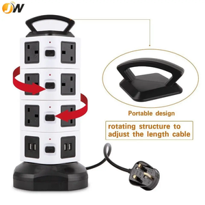 JUNWEI High Quality 11-Way Vertical Tower Power Strip 4 USB Power <strong>Adapter</strong> 13A Rated Current 110V <strong>Rotatable</strong> Extension <strong>Socket</strong> - Product Image 5