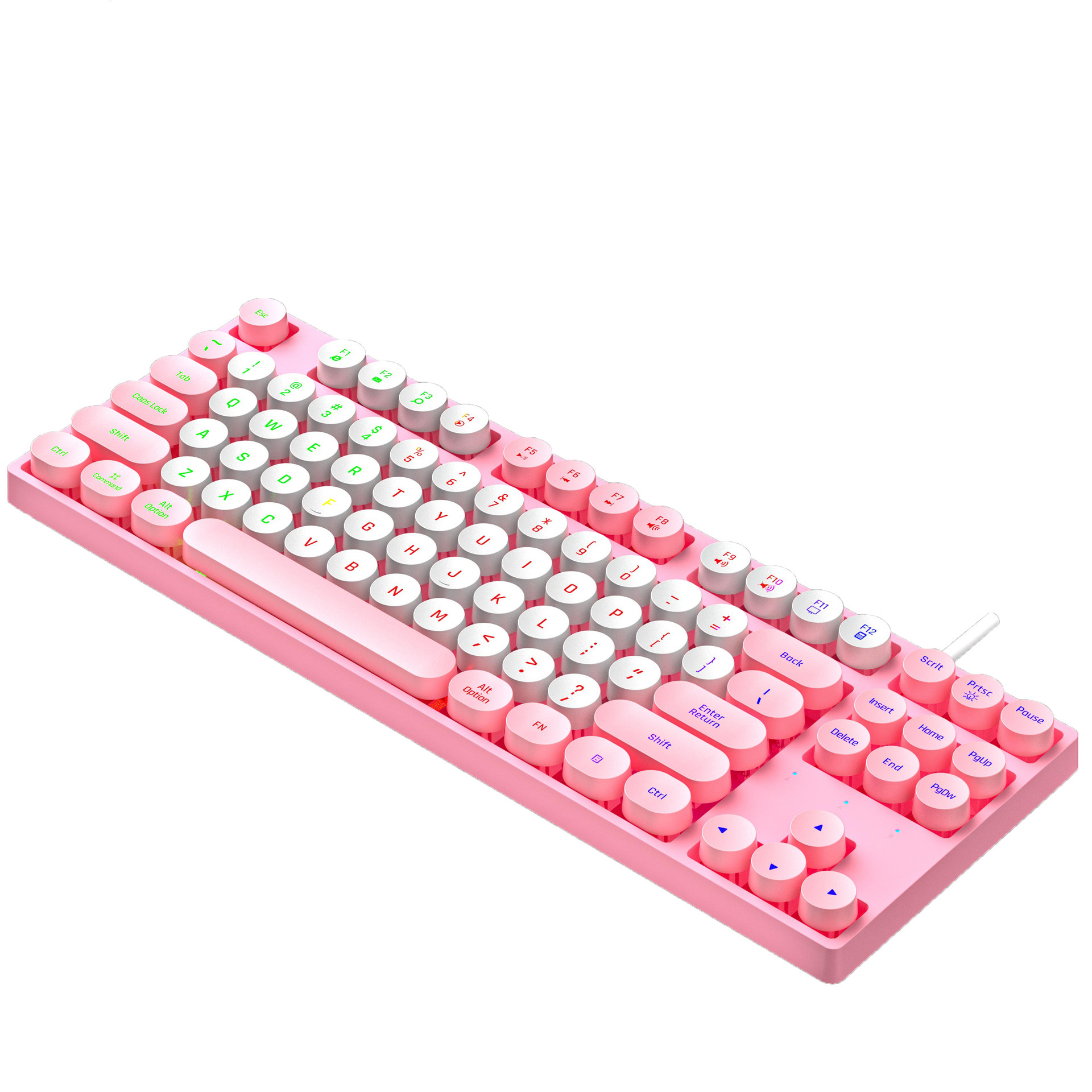 Pink and White Double Splicing Mechanical Touch Keyboard