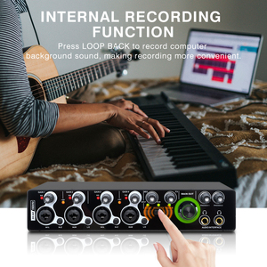 Xtuga E-44 Professional Streaming <strong>Audio</strong> Mixer Studio Portable <strong>Usb</strong> Sound Card Interface for 48V Microphone Musical Recording PC - Product Image 2