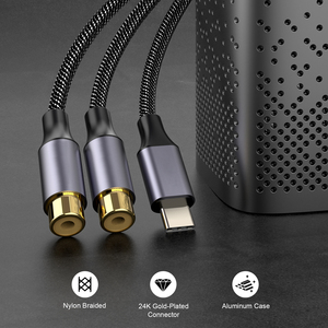<strong>USB</strong> C to <strong>RCA</strong> <strong>Audio</strong> Cable, Type C to 2 <strong>RCA</strong> Female to Male Y Splitter Cord with DAC Chip Compatible with Pad Pro - Product Image 4