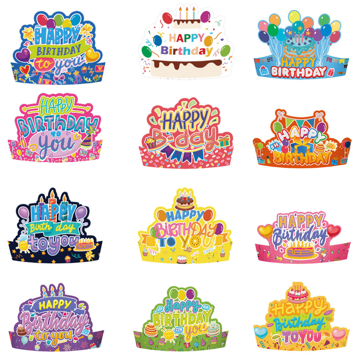 หมวกกระดาษวันเกิด (12ชิ้น/เซ็ต)