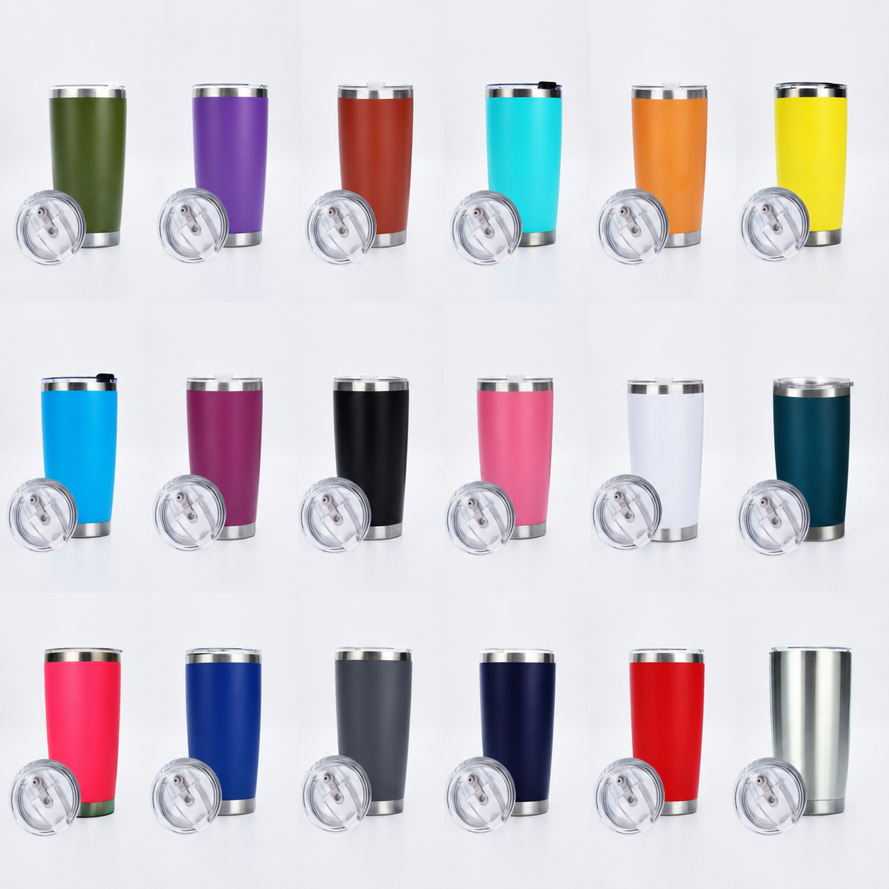 18 colores con tapa abatible de 20 oz y tapa deslizante