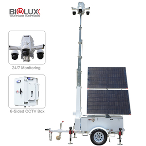 Năng lượng mặt trời bảng điều khiển di động Trailer điện mast năng lượng mặt trời cctv hệ thống giám sát có tính năng SD Thẻ lưu trữ đám mây cho giám sát từ xa - Product Image 1