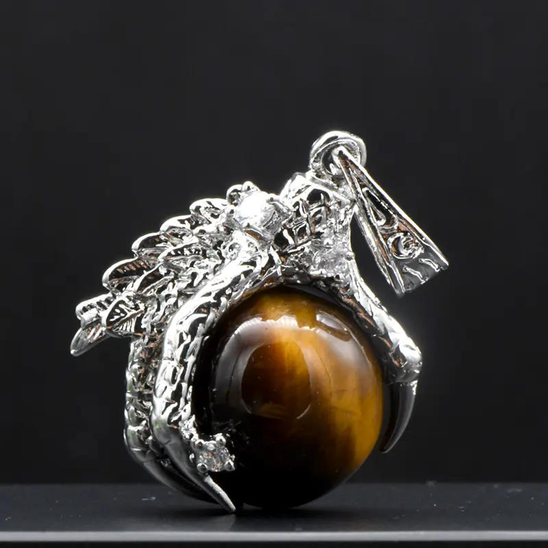 Ожерелье с подвеской в виде когтя орла из высококачественного Посеребренного металла, натуральный тигровый глаз, хрустальный камень, драконий жемчуг, подвеска для мужчин, подарок для мальчика