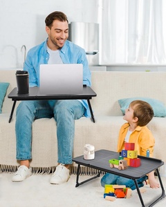 Shaohua-Mesa de cama portátil multifuncional con altura ajustable para ahorro de espacio, con portavasos, escritorio de aprendizaje plegable - Product Image 4