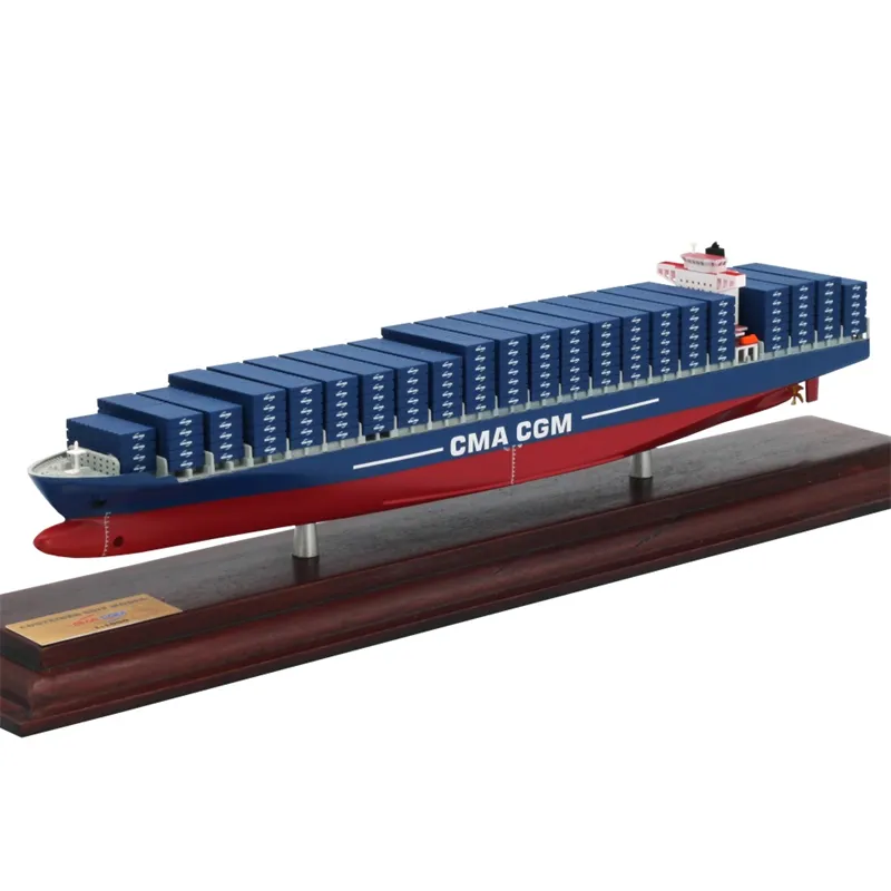 1:1000 35cm ABS Plastic CMA CGM Container Vessel Ship Model Wooden Base Business Gift Home Decoration Collection Customized