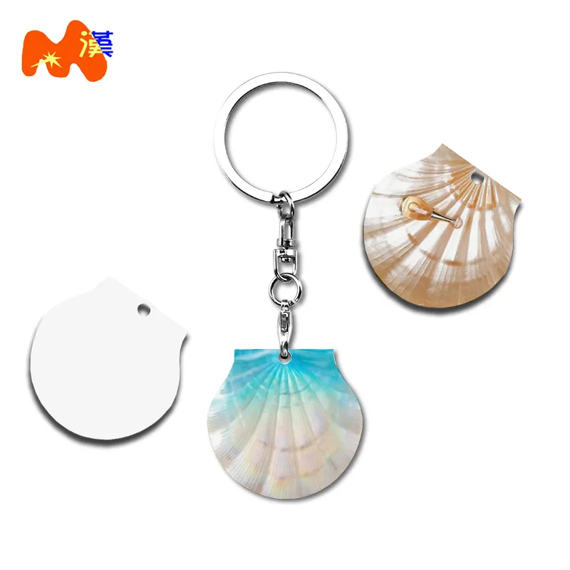 Colorful printed shell pattern Princess girl jewelry Backpack decoration pendant mdf sublimation blanks keychain