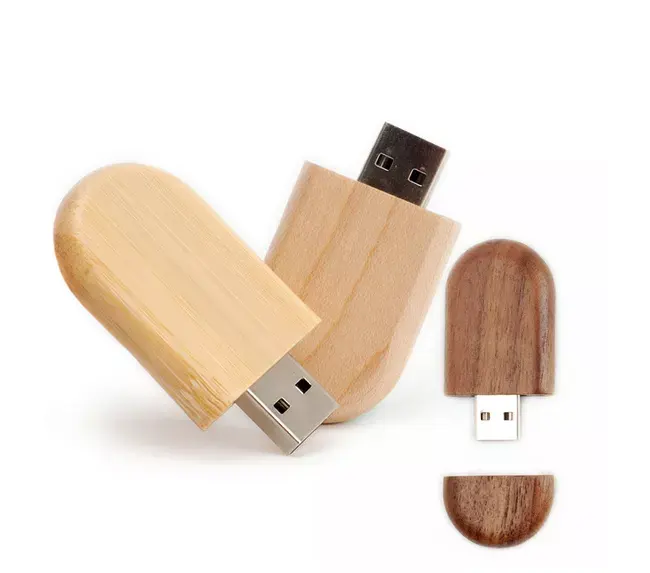 Kustom Jual Panas Kayu Oval Personalisasi USB Flash Drive Laser Terukir Logo 2Gb 4GB 8GB 16GB 32GB Perusahaan Hadiah Tradeshow