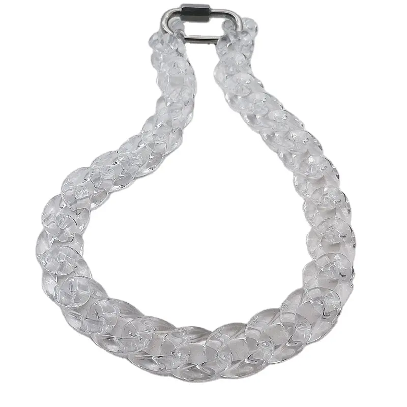 Serrure claire chaîne hommes mode bijoux cadeau tour de cou clair Hip Hop acier inoxydable best-seller été acrylique collier pour femmes