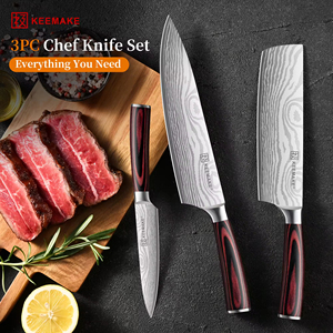 3pcs thép không gỉ Damascus Mô hình nhà bếp dao đặt 8 ''đầu bếp 7'' Nakiri 3.5 ''gọt dao Hộp Quà Tặng bằng gỗ xử lý sắc nét - Product Image 3