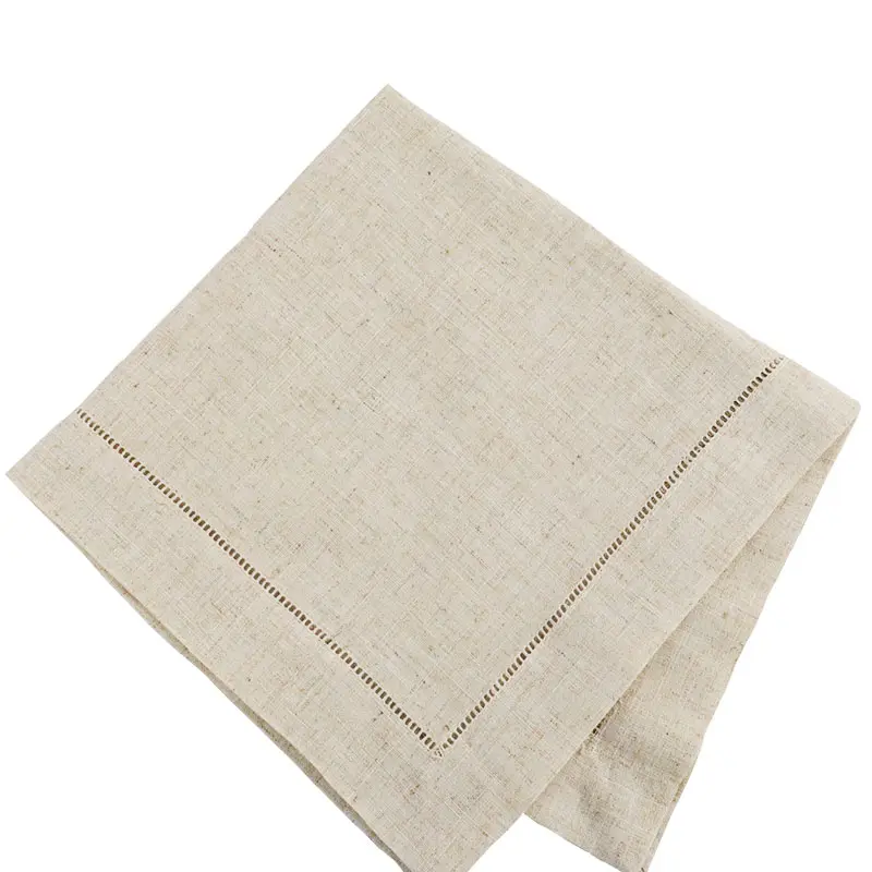 Serviettes de Table lavables, 1 pièce, à la mode, couleur naturelle, en lin et tissu avec ourlet