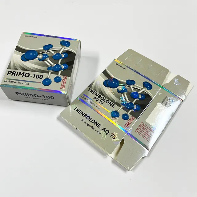 Logotipo de holograma de lujo personalizado en cajas 10 ampollas 1mL cajas de embalaje para 2 bandejas de plástico por caja
