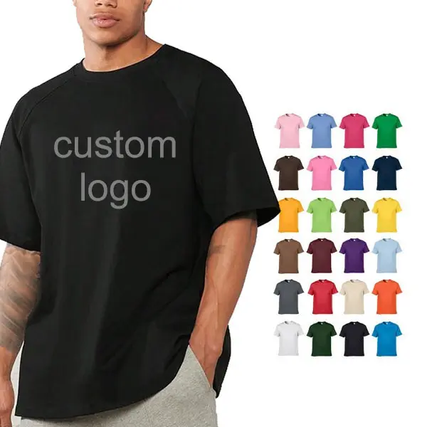 Ropa de hombre, Camiseta deportiva de secado rápido con cuello redondo, camiseta lisa con estampado de pantalla a granel para hombre