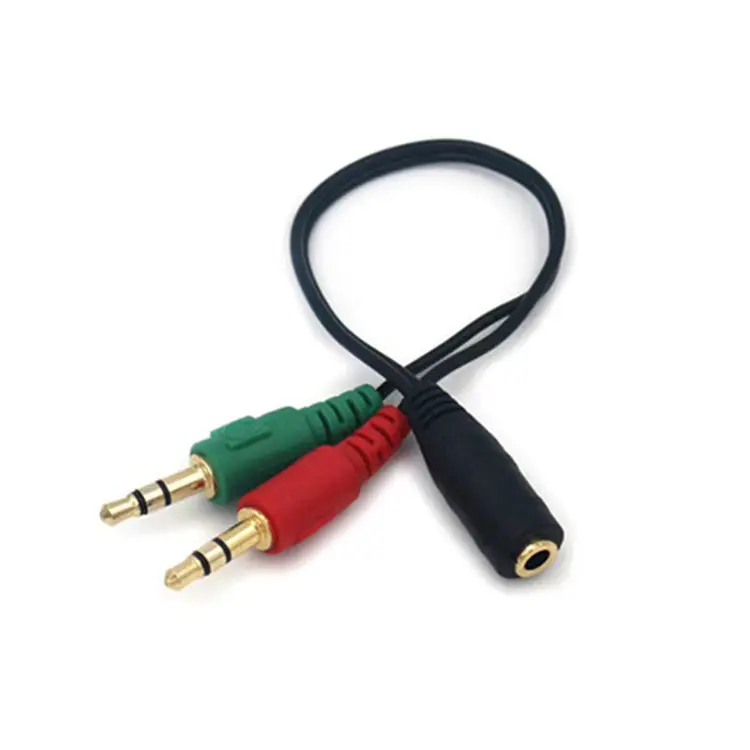 Nuevo Tipo de micrófono estéreo Jack 1 hembra a 2 macho Cable de Audio del divisor de auriculares para computadora