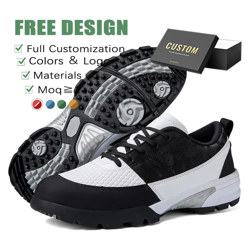 Gran oferta, diseño personalizado, hecho a mano, colorido, para hombre, suela de goma con punta suave, zapatos de Golf informales para caminar, hechos en China