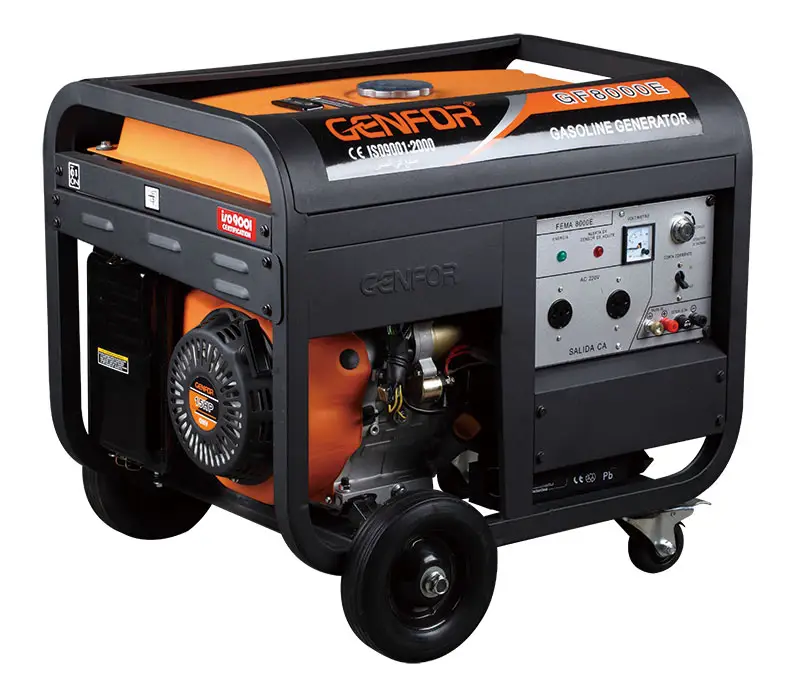 Générateur à essence Portable 7 KVA 15 HP, moteur OHV refroidi à l'air avec brosse AVR, moteur 8000E