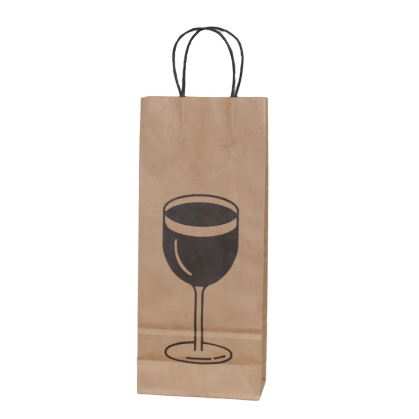 Logo-Druck Kraft papiertüte mit Griff Wein Geschenk verpackung Bastel papiertüte für Catering durchführen