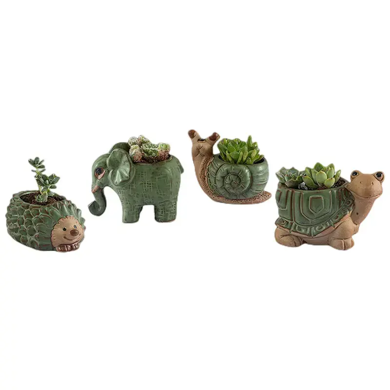 Vaso de planta com animais, vaso para plantas fofo, de cerâmica, suculentas, vasos para plantas, plantas internas