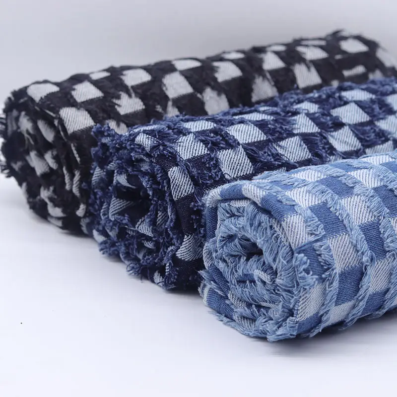 100% personalizzato di cotone jacquard Denim tessuto moda lavato denim jeans fornitori di tessuto