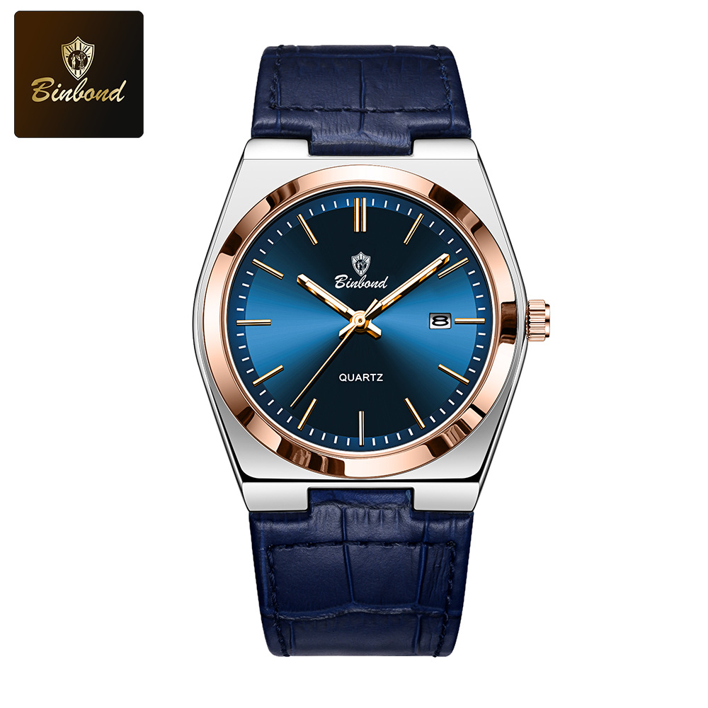 Blue leather-rose gold-blue surface