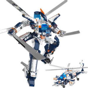 JAKI F5 New Arrival Handsome Building Block Transform Helicopter <strong>Cyber</strong> Robot Building Block Action Figure Handsome <strong>Toy</strong> for Kids - Product Image 1