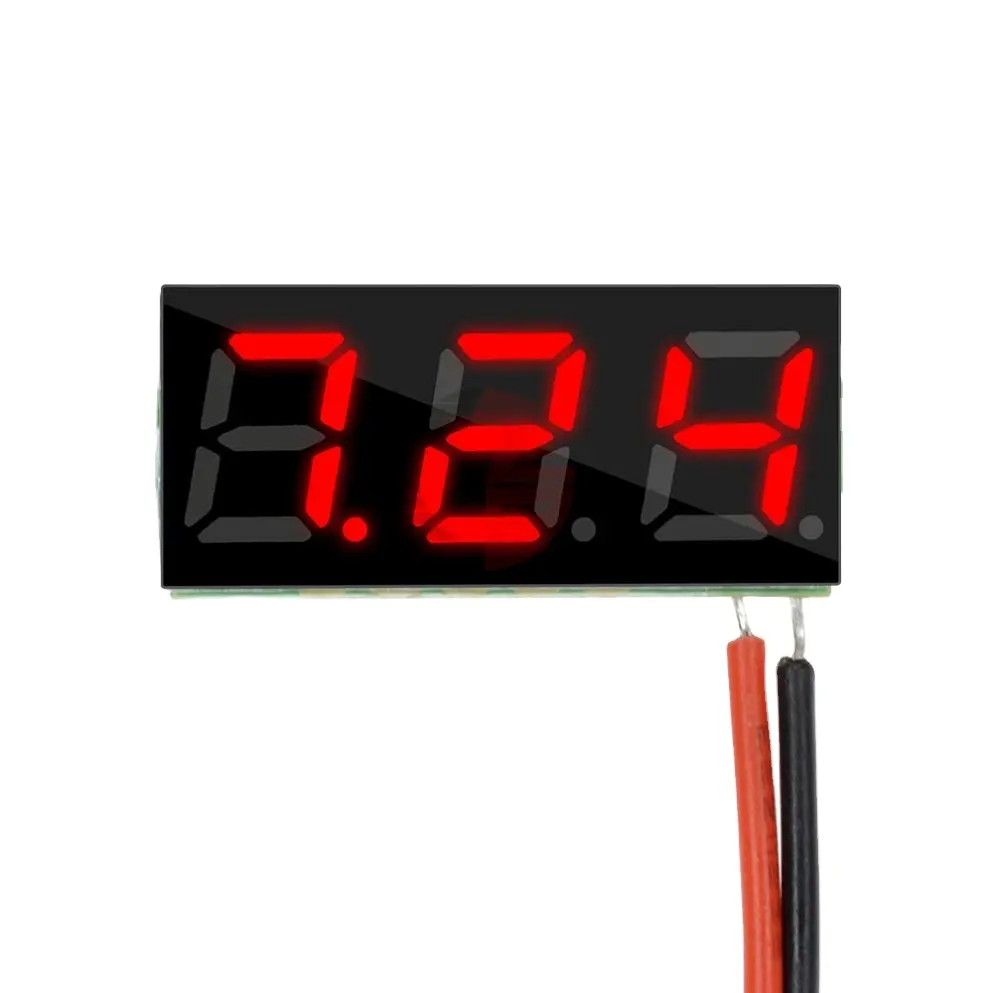 Mini voltímetro Digital LCD, Monitor Detector de voltaje de 0,28 pulgadas, DC 12V, 2 cables, rojo, verde, azul, amarillo, LED