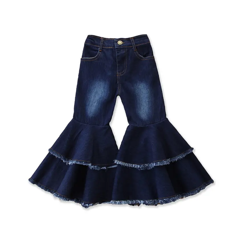 Nouveaux pantalons larges à la mode pour enfants Jeans évasés Pantalons pour enfants Bas de cloche blanchis Jeans à fond évasé pour enfants