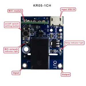 ミニWifiスマートスイッチDC12V 48V 24V 5V 2.4G1チャンネルワイヤレスリレーレシーバーモジュール、LEDライトスイッチ用EWelinkアプリ付き - Product Image 3