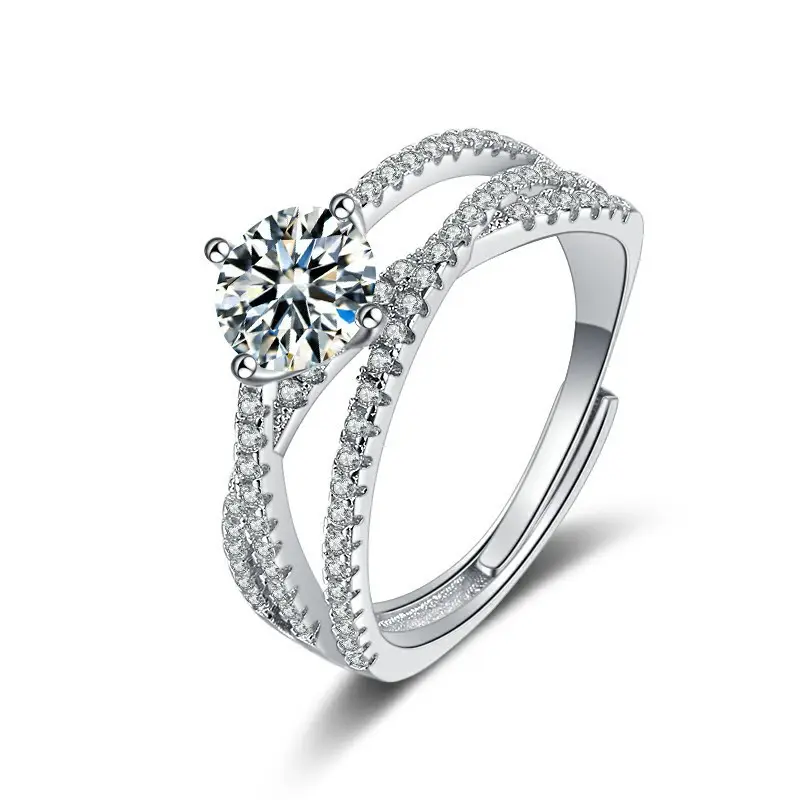 Европейский и американский стиль, Лидер продаж, кольцо из серебра S925 пробы с муассанитом D-образного цвета, с закрытым бриллиантом в 1 карат на День святого Валентина
