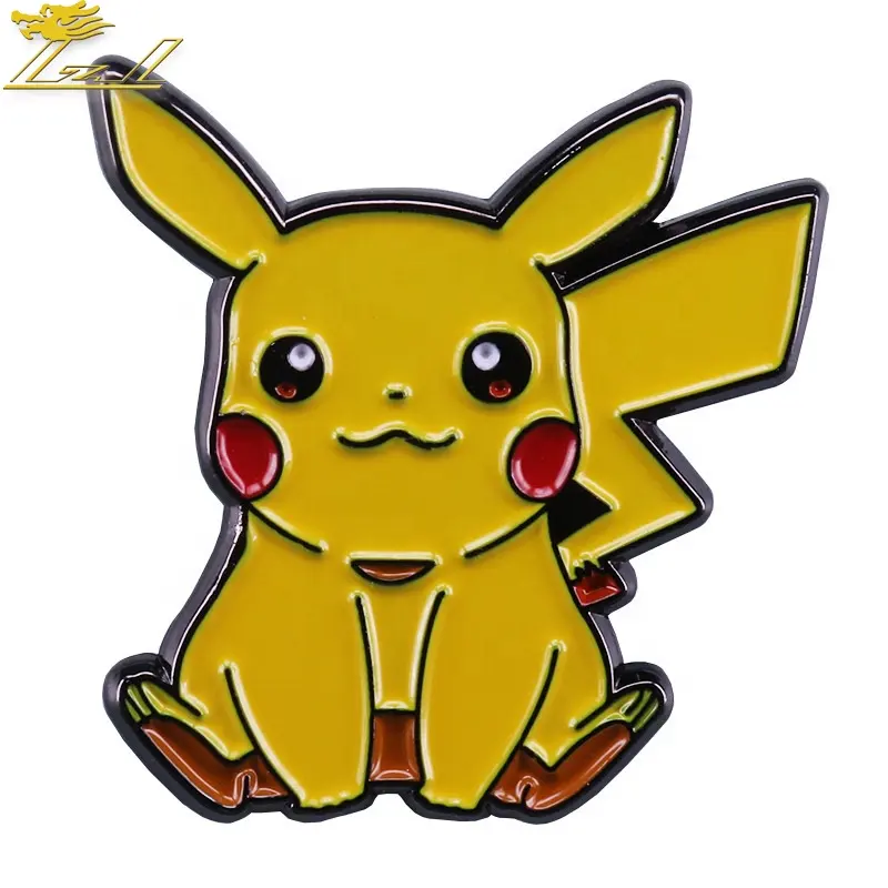 Kustom Lucu Pikachu Ekspresi Aksi Kerah Pin Enamel Logam Pin untuk Desain Syal