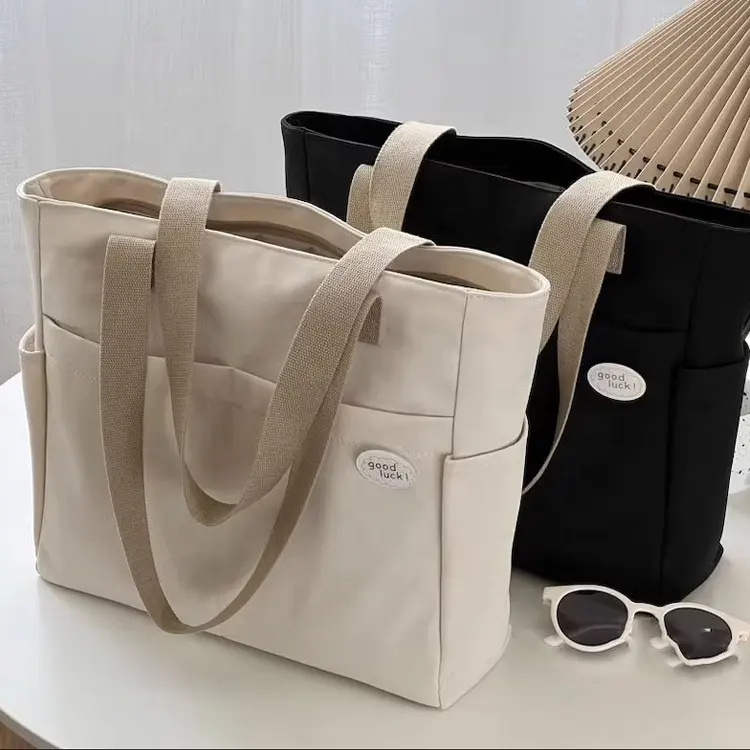 New Design Custom Multifunctional Premium Fashion Reusable Travel Shopping Canvas Casual Clutch Shoulder Women'S Tote Bag