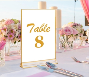 Vàng <span class=keywords><strong>Acrylic</strong></span> giữ dấu hiệu <span class=keywords><strong>4x6</strong></span> inch đám cưới Bảng số khung dọc hai Mặt hiển thị hình ảnh vàng khung - Product Image 2