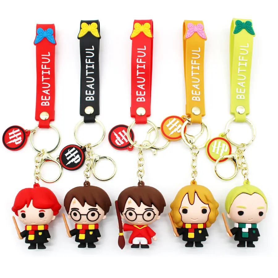 3D Doll Cartoon Harry potters Keychain Newest Silicone Key Chain Promotional Gift Car Key Pendant Backpack Accessories