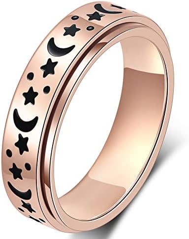 Rose Gold Dark Star Moon Spinner Ring