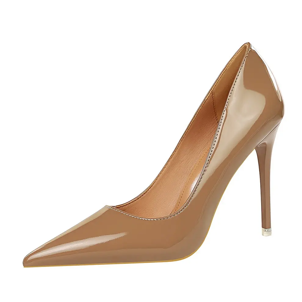 Zapatos de tacón de aguja para mujer, Stilettos sexys, elegantes y brillantes, de charol, para primavera, 2021