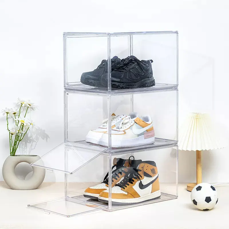 Новая большая прозрачная пластиковая коробка для хранения кроссовок, большая магнитная коробка для обуви