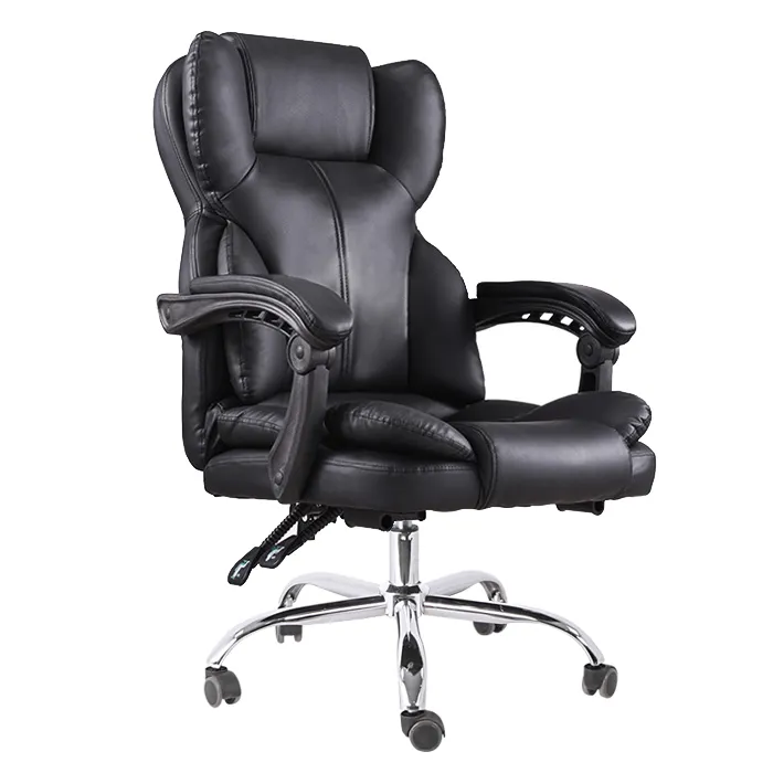 중국 공장 바퀴가있는 직접 사무실 의자 최저가 블랙 가죽 회전 의자 사무실 크롬 의자